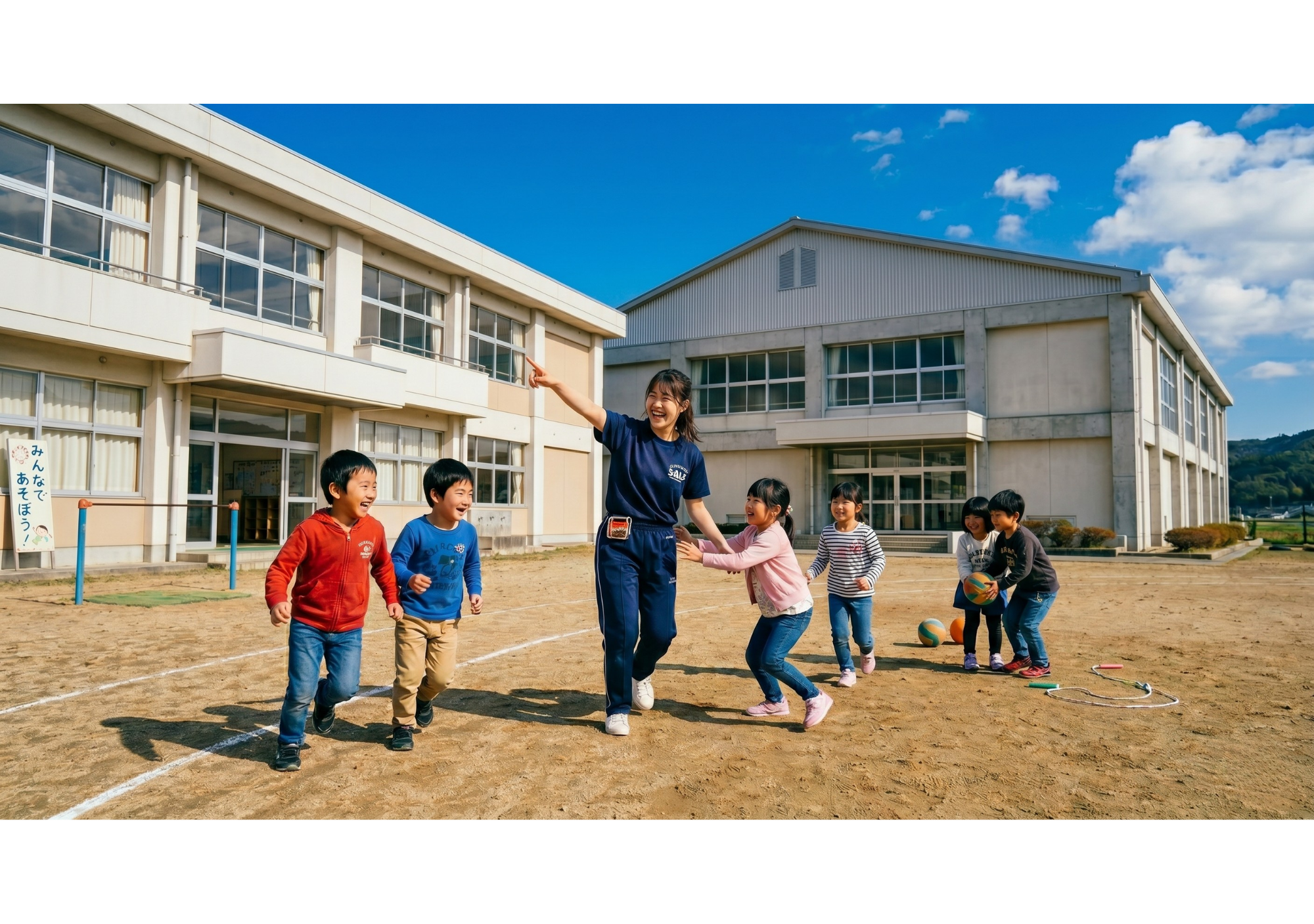子どもたちと遊ぶスタッフ